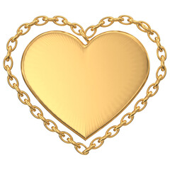 Golden Heart with Chain Border: Elegant Design Element for Valentine's Day, Wedding, or Anniversary