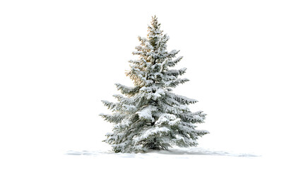 Classic Snow-Covered Pine Tree Isolated on White Background