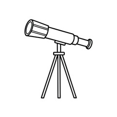 Simple outline drawing of a telescope on a tripod stand.