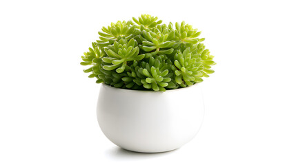 Small Potted Green Succulent Plant Isolated on White Background
