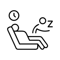 Fototapeta premium Person relaxing in armchair while napping with clock above 