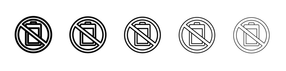 no battery icon vector thin outline style sign