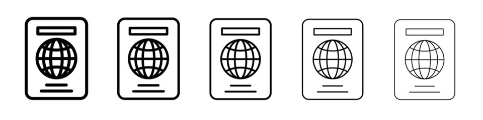 passport icon vector thin outline style sign