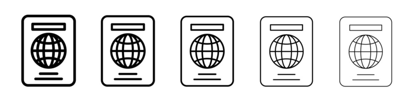 passport icon vector thin outline style sign