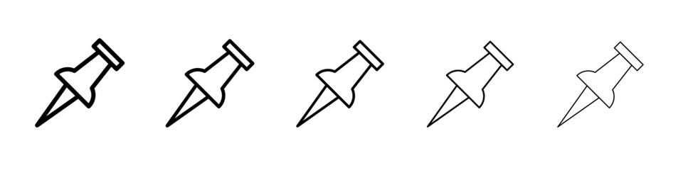 Push Pin Icon Single vector thin outline style sign