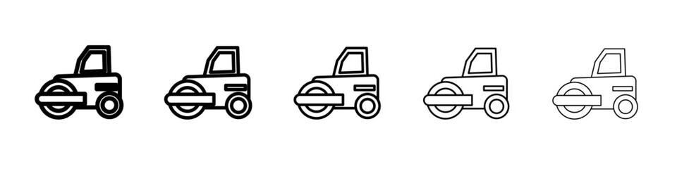 road roller icon vector thin outline style sign