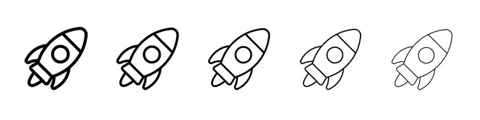 rocket icon vector thin outline style sign