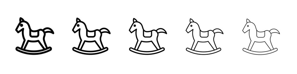 rocking horse icon vector thin outline style sign