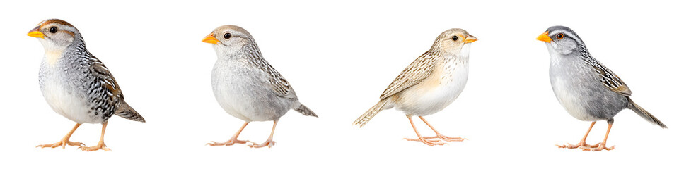 Obraz premium Sparrow Bird Collection: Small Passerine Birds Isolated on White
