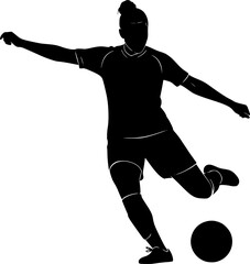 Female Soccer Player Kicking Ball Silhouette