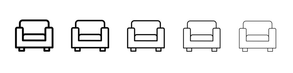 sofa icon vector thin outline style sign