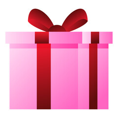 Pink gift box with red ribbon present for love
