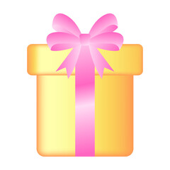 Golden Gift Box With Pink Bow Celebration Present