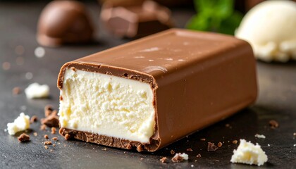 Classic Vanilla Ice Cream Bar
Often seen with a bite taken out, showing the contrast of white and brown. 