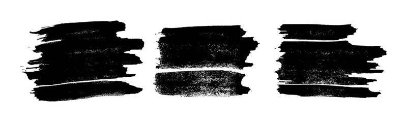 Set of black hand drawn brush strokes