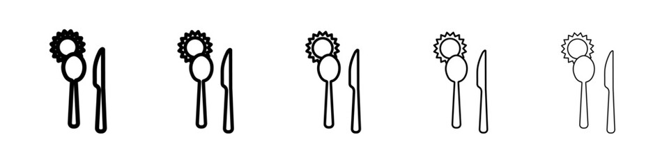 Sunrise Breakfast Icon vector thin outline style sign