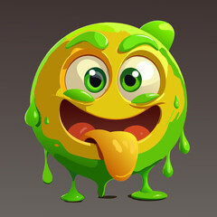 Funny Cartoon Character with Melting Green Substance