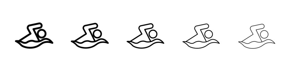 swim icon vector thin outline style sign