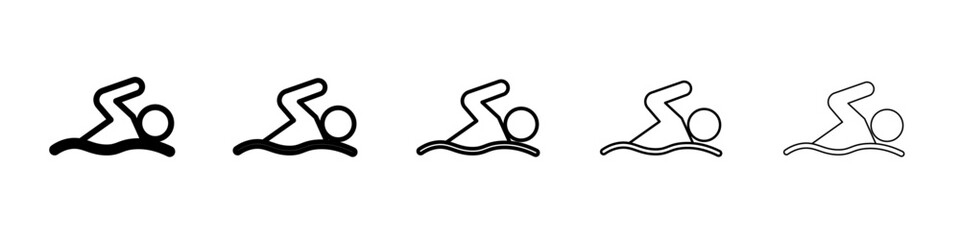 swimming icon vector thin outline style sign