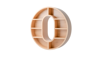 Brown old antique wooden letter A in a gold ring frame isolated on a transparent background.