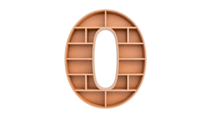 Brown old antique wooden letter A in a gold ring frame isolated on a transparent background.
