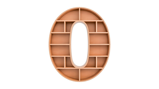 Brown old antique wooden letter A in a gold ring frame isolated on a transparent background.