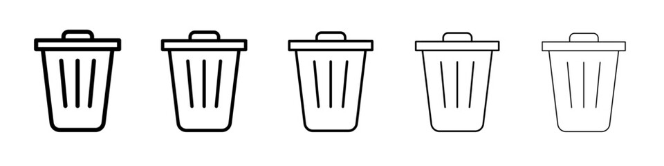 Trash Bin Icon Single vector thin outline style sign