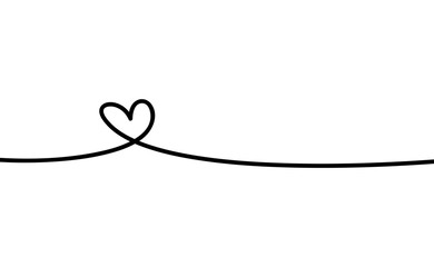 Minimalist Heart Line Art - Continuous Black Line Drawing