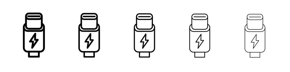 type c cable icon vector thin outline style sign