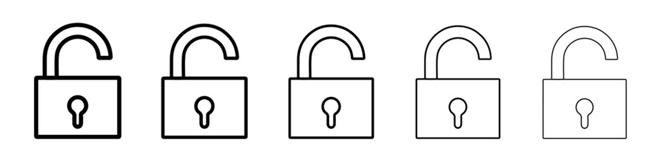 unlock icon vector thin outline style sign