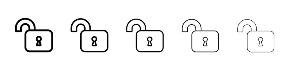 Unlock Icon Single vector thin outline style sign