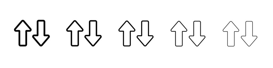 Up and down arrows icon vector thin outline style sign