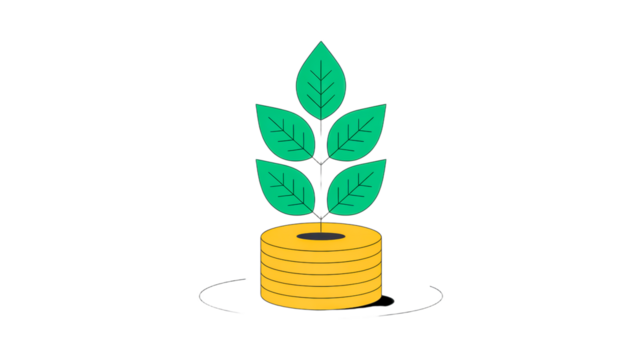 plant growing from coins isolated on a transparent background. - Powered by Adobe