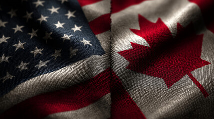 Celebrating unity american flag and canada flag displayed together in a symbolic cultural event