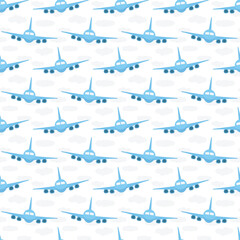 Seamless airplane pattern. Plane aviation flight sky travel background