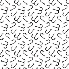 Fishing hook seamless pattern. Outdoor hobby and tackle sport background