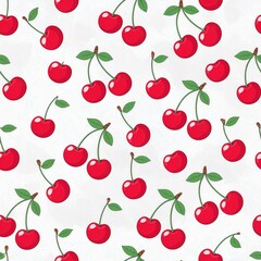 Colorful Cherry Pattern on White Background for Fun Designs
