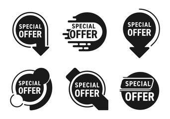 Special Offer red labels set in monochrome style