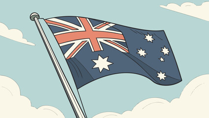 australia flag on map