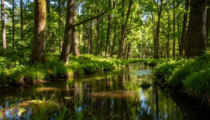 Sunny forest stream
