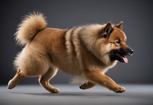 eurasier dog isolated on grey neutral studio background, adorable doggy, lovely pet 4