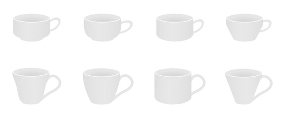 empty coffee cup set vector illustration isolated on white background.