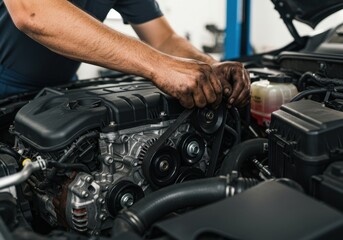 Man repairing car engine.