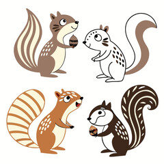Obraz premium Funny cartoon animal vector collection with cute pets and wild forest wildlife