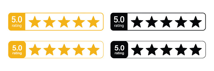 5 star rating star bar in gold and black isolated on white background