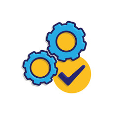 ai icon. AI Personal Assistant. Task automation. Two Gears moving with automatic checklist. UI. Isometric design style