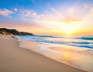 Bruma Invernal: Atardecer Tranquilo en la Playa, Generated image