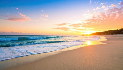 Obraz premium Winter Haze: Tranquil Sunset by the Sea, Generated image