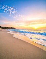 Obraz premium Winter Haze: Tranquil Sunset by the Sea, Generated image