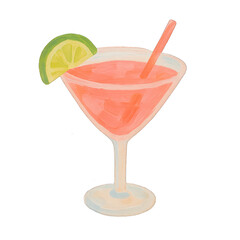 PNG Vibrant cocktail with lime garnish.